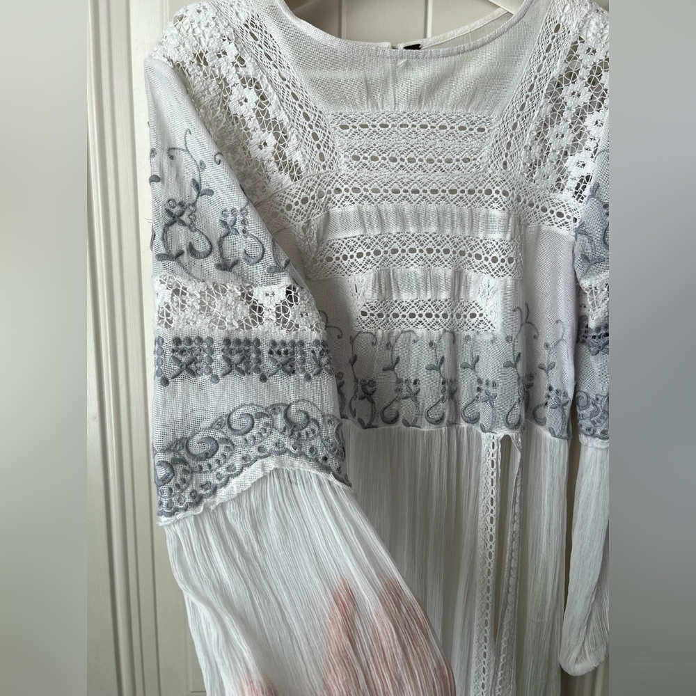 Free People Sweet Sunny Days Lace Midi Tunic Dress L - Picture 4 of 15